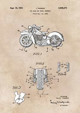 patent art Thomas 1951 Toy axle and wheel assembly