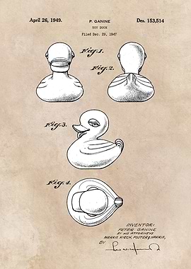 patent art Ganine 1947 toy duck
