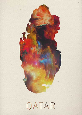 Qatar Watercolor Map