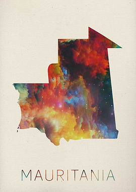 Mauritania Watercolor Map