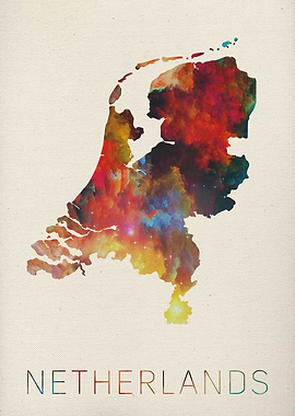 Netherlands Watercolor Map