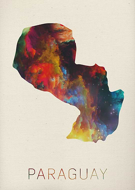Paraguay Watercolor Map