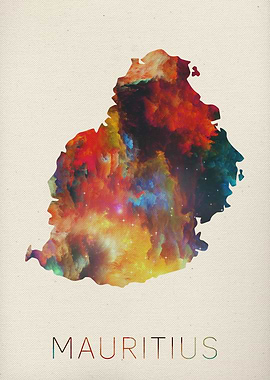 Mauritius Watercolor Map