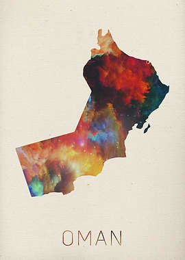 Oman Watercolor Map