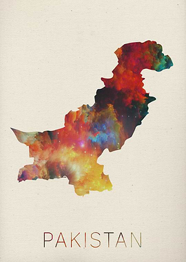 Pakistan Watercolor Map