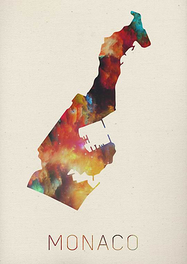 Monaco Watercolor Map