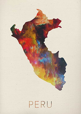 Peru Watercolor Map