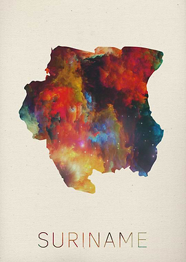 Suriname Watercolor Map