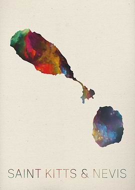 Saint Kitts and Nevis Watercolor Map
