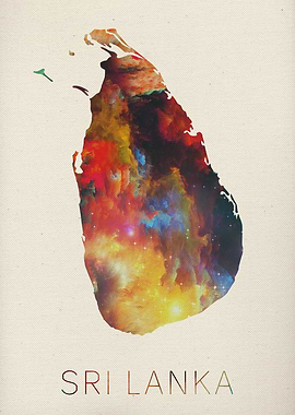 Sri Lanka Watercolor Map