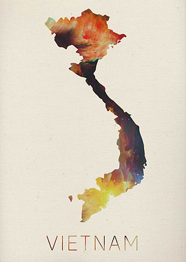 Vietnam Watercolor Map