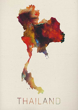 Thailand Watercolor Map