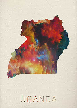 Uganda Watercolor Map