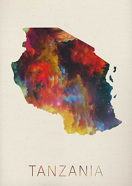Tanzania Watercolor Map