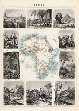 Africa vintage map - 1863 year