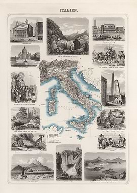 Italy vintage map - 1863