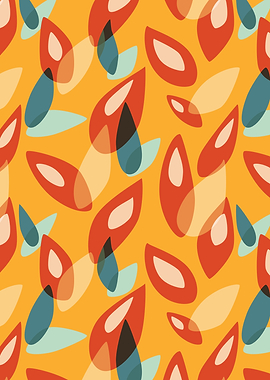 Orange Blue Yellow Geometric Autumn Leaves