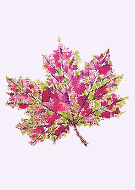 Abstract Colorful Watercolor Autumn Leaf