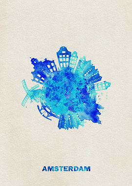 Amsterdam Skyline Colorful