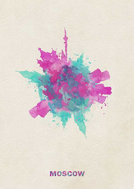 Moscow Skyline Watercolor