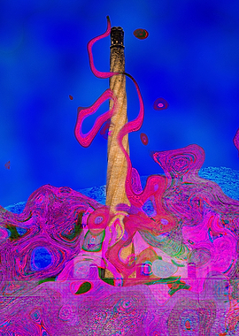 Golden brick chimney