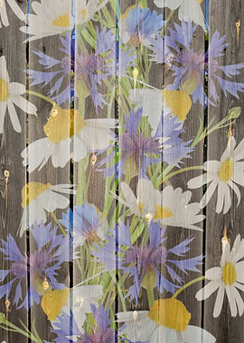 Flowers on wood backgroun