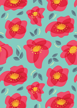 Pretty Floral Pattern With Bright Pink Petals