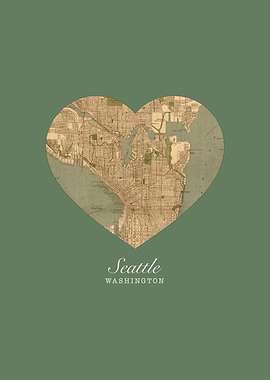Seattle Washington City Heart Street Map