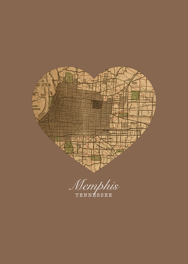 Memphis Tennessee City Heart Street Map