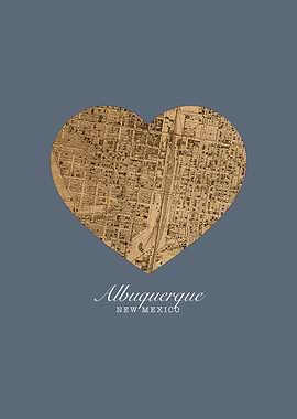 Albuquerque New Mexico City Heart Street Map