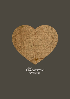 Cheyenne Wyoming City Heart Street Map