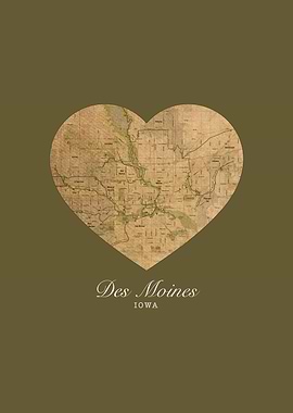 Des Moines City Heart Street Map