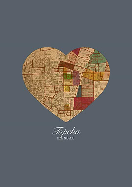 Topeka Kansas City Heart Street Map