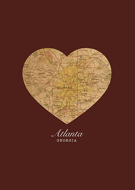 Atlanta Georgia City Heart Street Map
