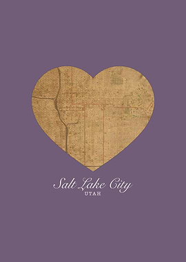 Salt Lake City Utah City Heart Street Map