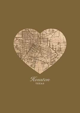 Houston Texas City Heart Street Map