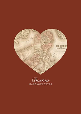 Boston Massachusetts City Heart Street Map