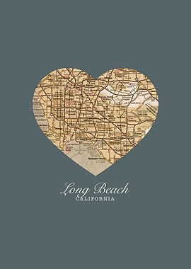 Long Beach California City Heart Street Map