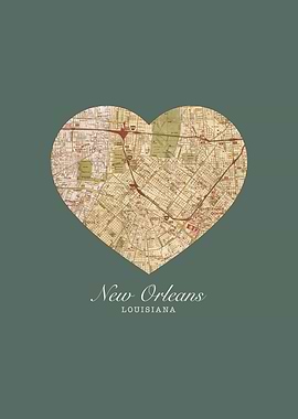 New Orleans Louisiana City Heart Street Map