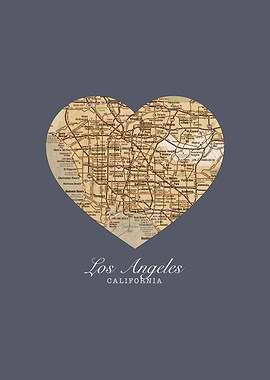 Los Angeles California City Heart Street Map