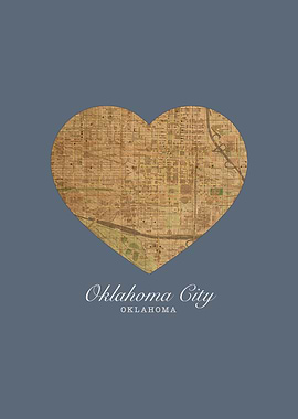 Oklahoma City OK City Heart Street Map