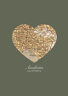 Anaheim California City Heart Street Map