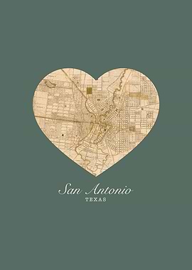 San Antonio Texas City Heart Street Map