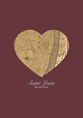 Saint Louis Missouri City Heart Street Map