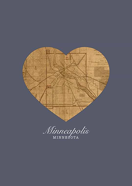 Minneapolis Minnesota City Heart Street Map