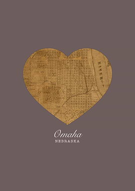 Omaha Nebraska City Street Map Love
