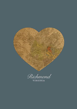 Richmond Virginia City Street Map Love