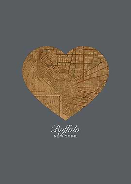 Buffalo New York City Street Map Love