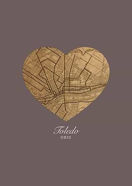 Toledo Ohio City Street Map Love