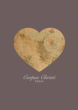 Corpus Christi Texas City Heart Street Map Love